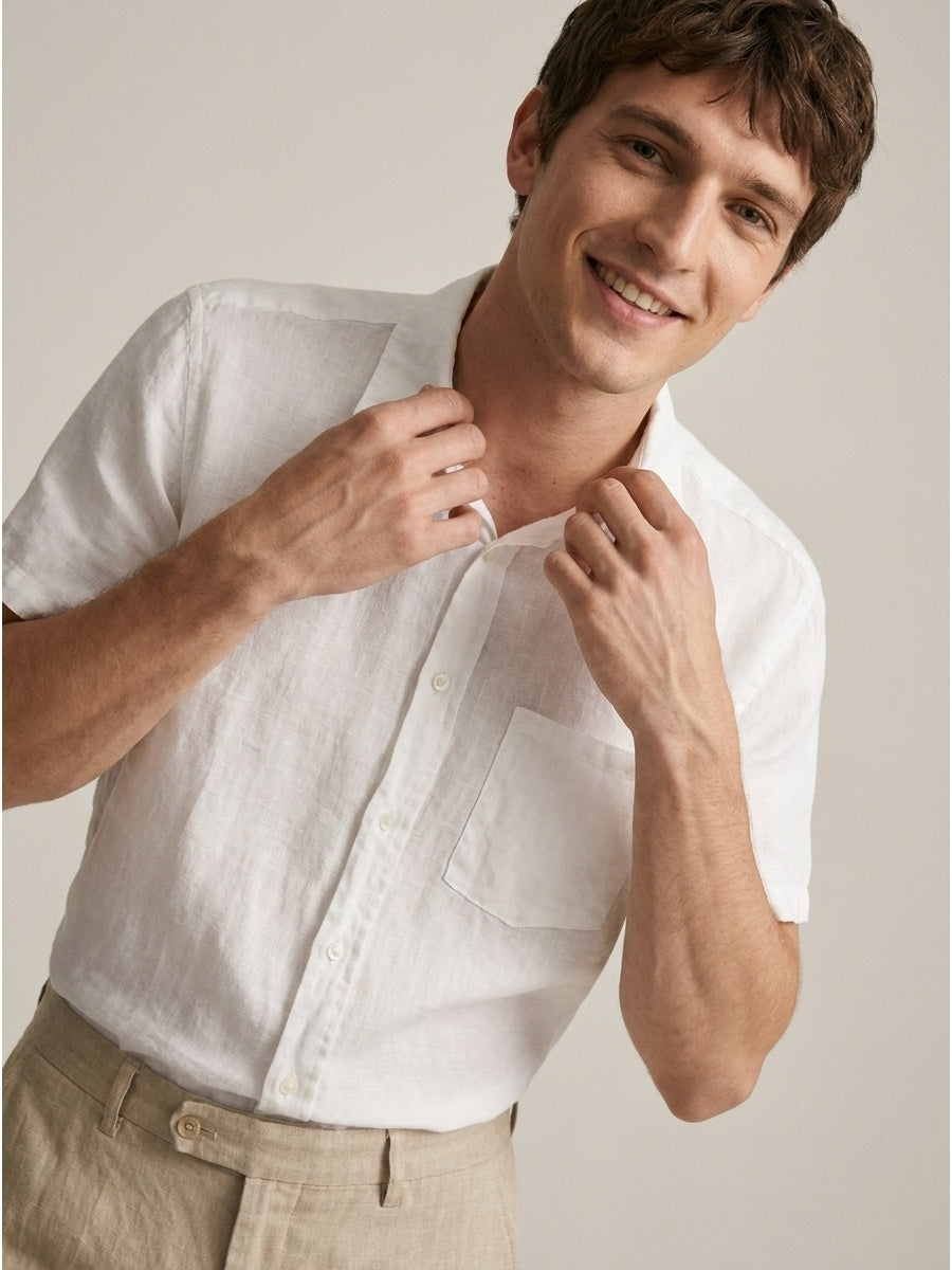 Men's short-sleeved linen shirt