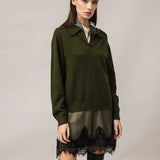 Women's polo jumper with angora wool