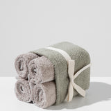 Cotton towel set in a basket - (4 VNT, 30 x 50 cm)