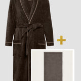 Rinkinys: chalatas ir didelis veliūrinis rankšluostis – 90 x 170 cm