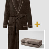 Rinkinys: chalatas ir medvilnės rankšluosčių rinkinys – (2 vnt, 50 x 90 cm)